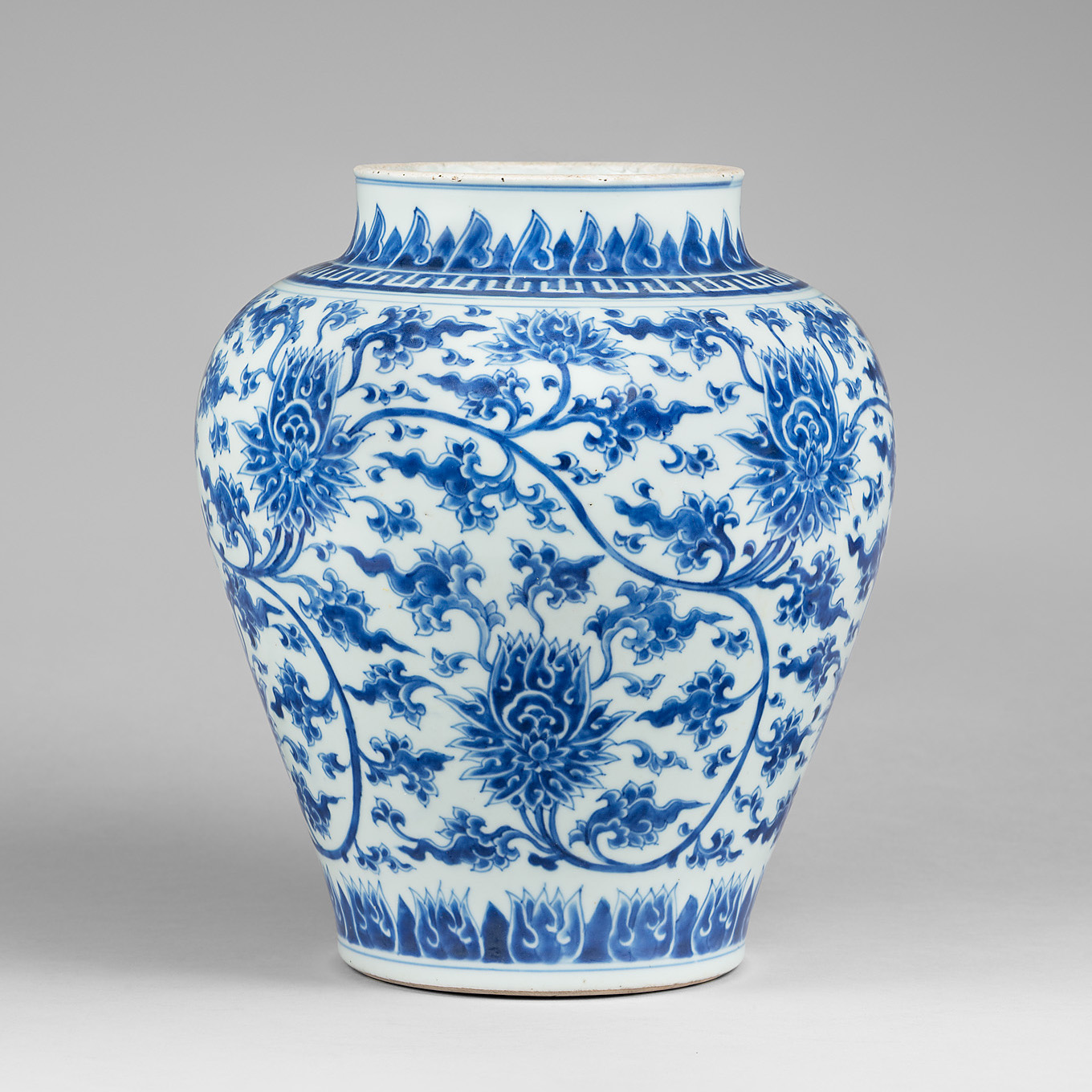 chinese blue white-kangxi lotus scroll china kangxi